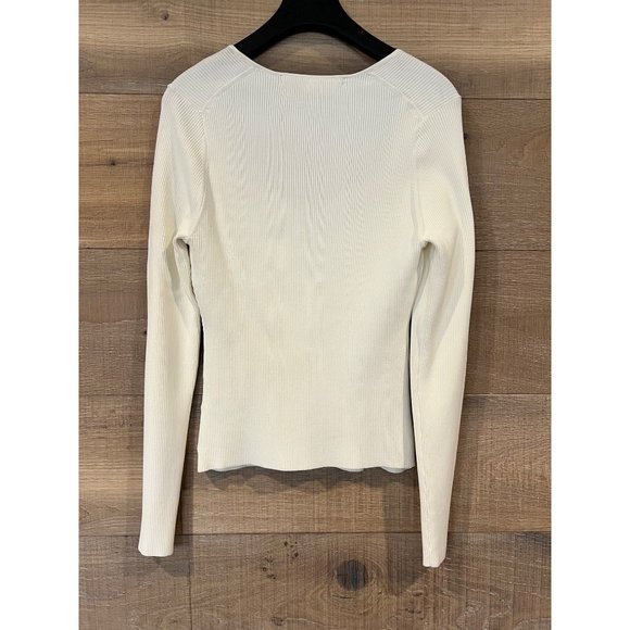VERONICA BEARD Gladys Sweetheart Neck Rib top Sweater in Ivory Size M - Picture 5 of 6